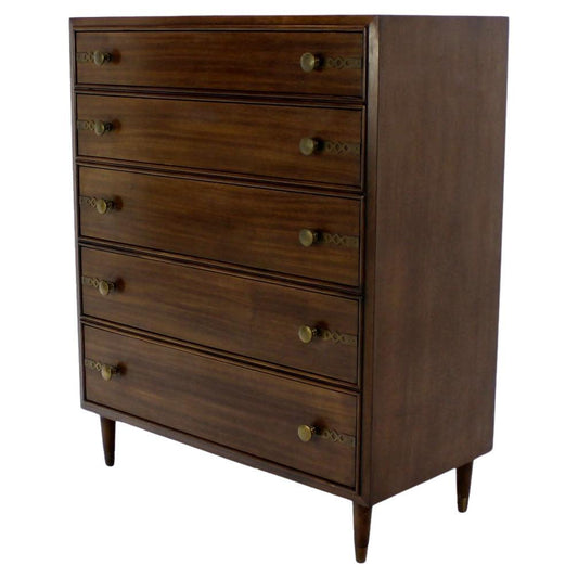 EstablishedLines Johnson John Stuart Mid Century Modern Walnut High Chest Dresser Brass Pull MINT