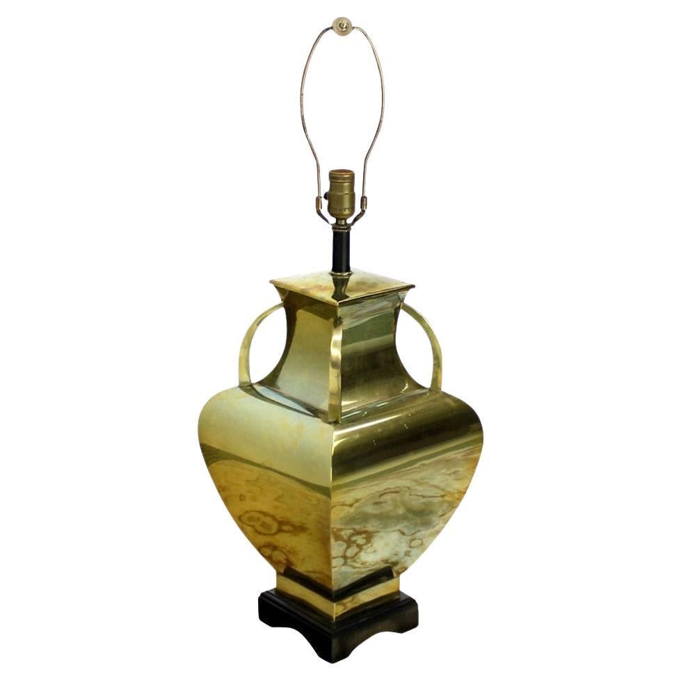 EstablishedLines Mid Century Modern Polished Brass 4 Handles Square Jug Shape Table Lamp MINT!
