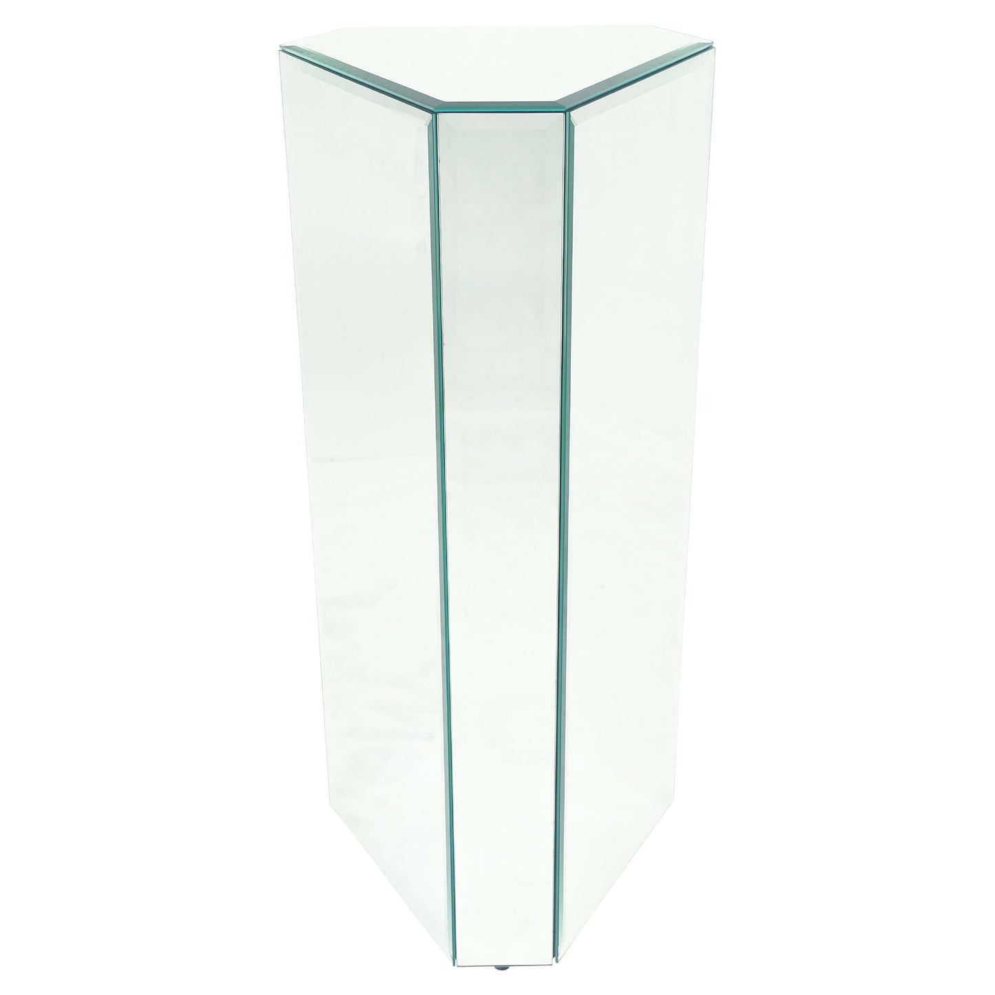 EstablishedLines Mid Century Modern Triangle Cut Corners Glass Beveled Mirror Pedestal Stand MINT
