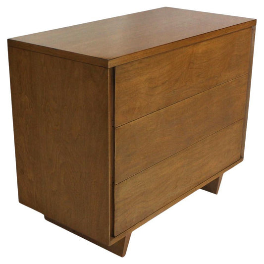 EstablishedLines Mid-Century Modern Walnut Bachelor Three-Drawer Chest or Dresser MINT