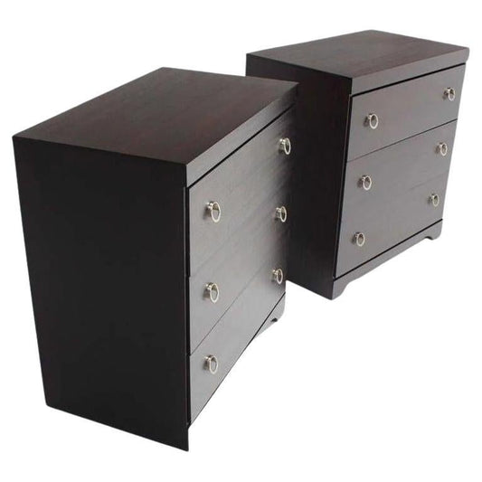 EstablishedLines Pair Ebonized Mahogany Mid Century Modern Deco Style Bachelor Chest Dresser MINT