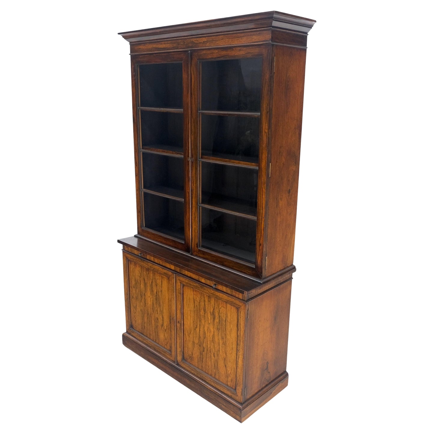 EstablishedLines All Rosewood Double Glass Doors Adjustable Shelves Pull Out Desk Secretary MINT!