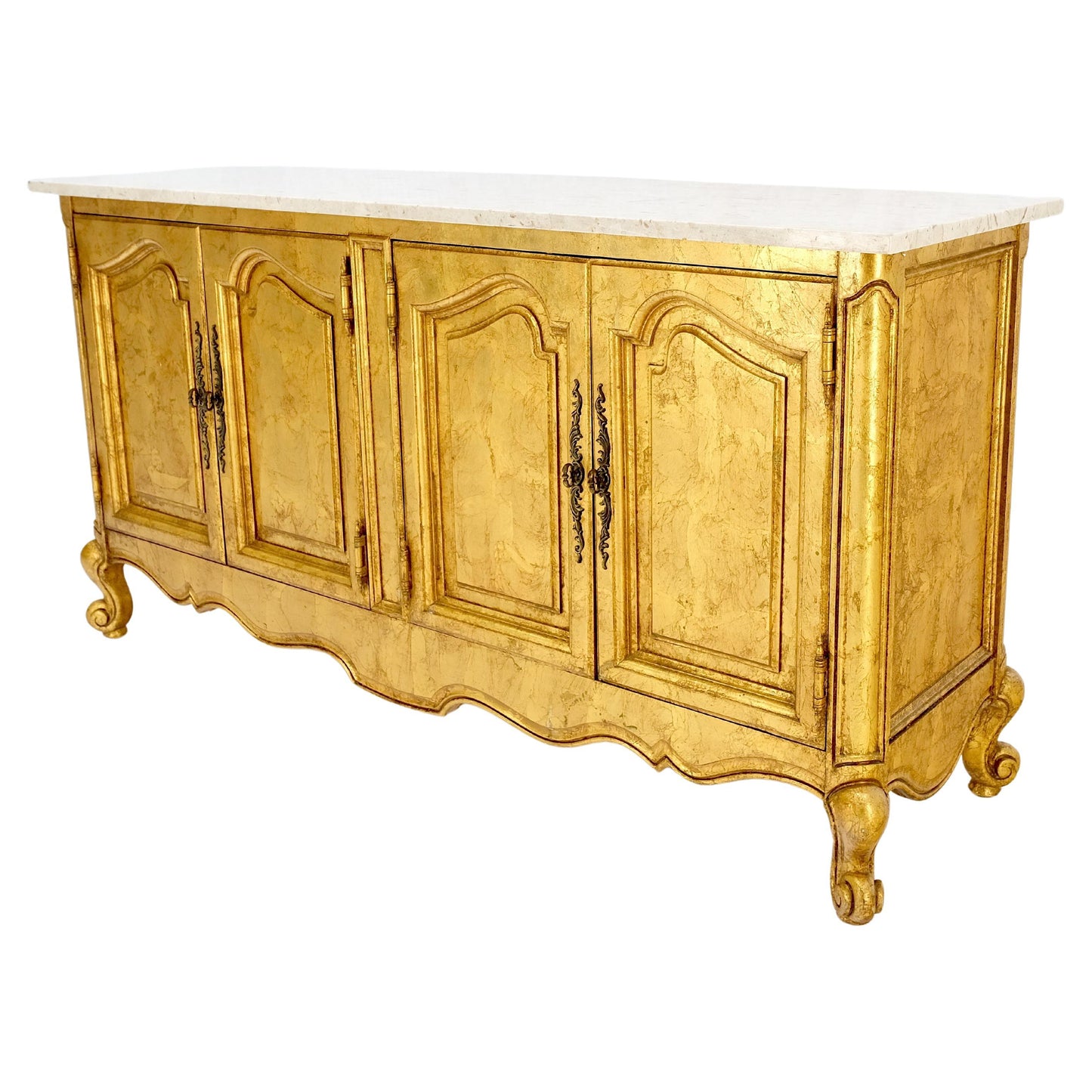 EstablishedLines Gold Gilt Finished Back Marble Top Double Door Server Credenza Dresser MINT!