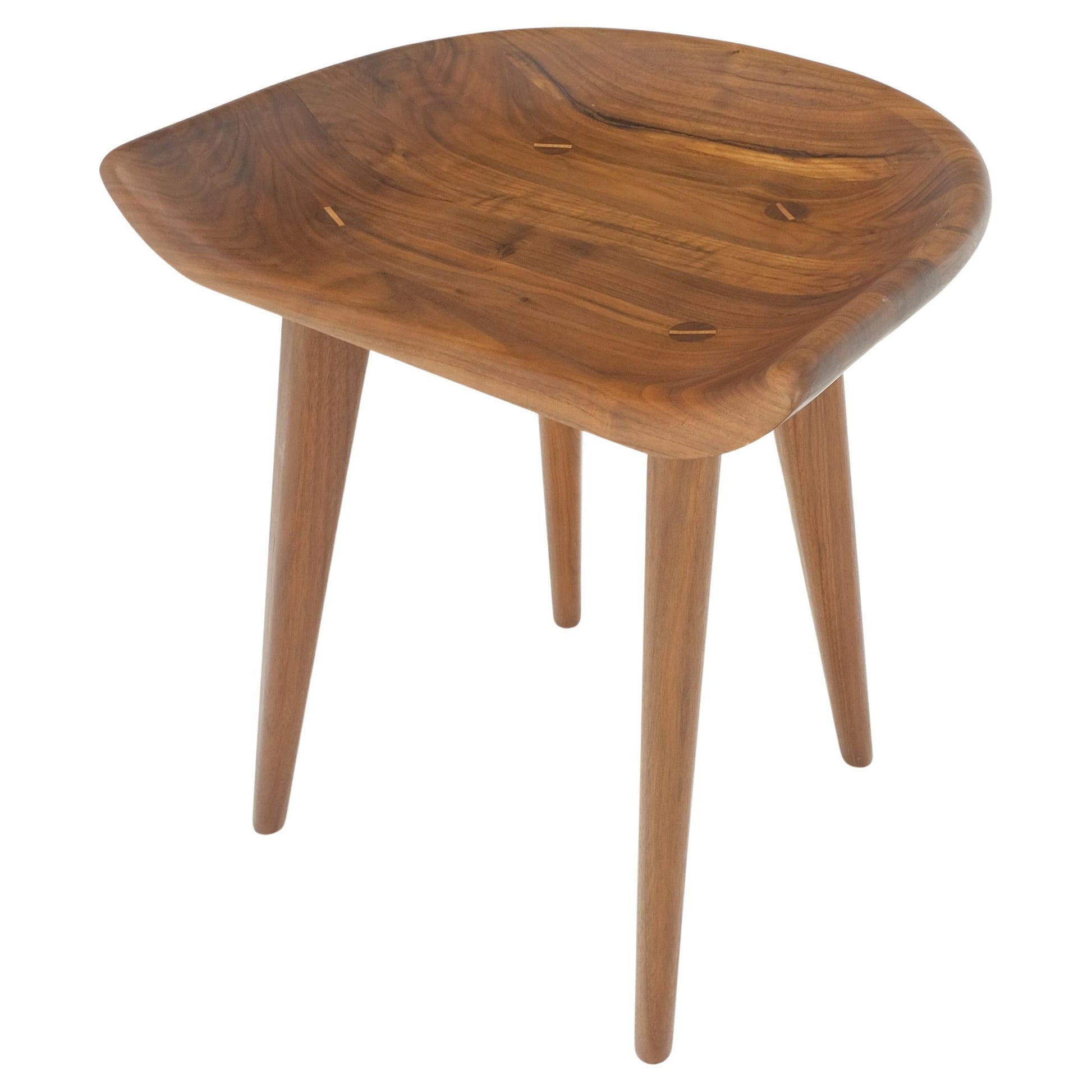 EstablishedLines Solid Carved Seat Oiled Walnut Chair on Dowel Legs Mint!