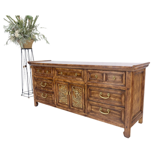 EstablishedLines 9 Drawers Two Decorative Doors Solid Brass Buckle Drop Pull Rolled Edges Dresser