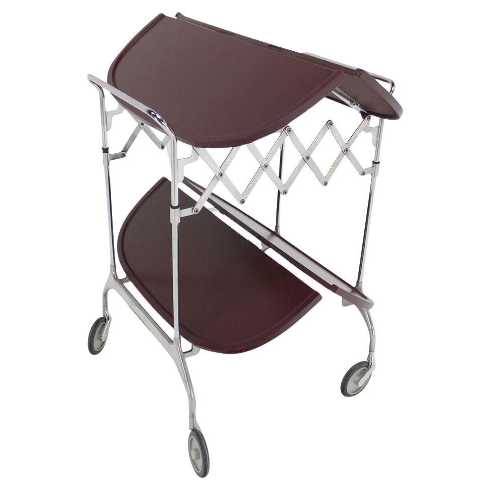 EstablishedLines Mid-Century Modern Folding Stow Away Serving Cart Table on Wheels by Cartel MINT