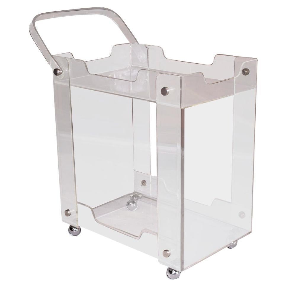 EstablishedLines Bent Lucite Studio Crafted Mid-Century Modern Tea Bar Cart on Wheels MINT!