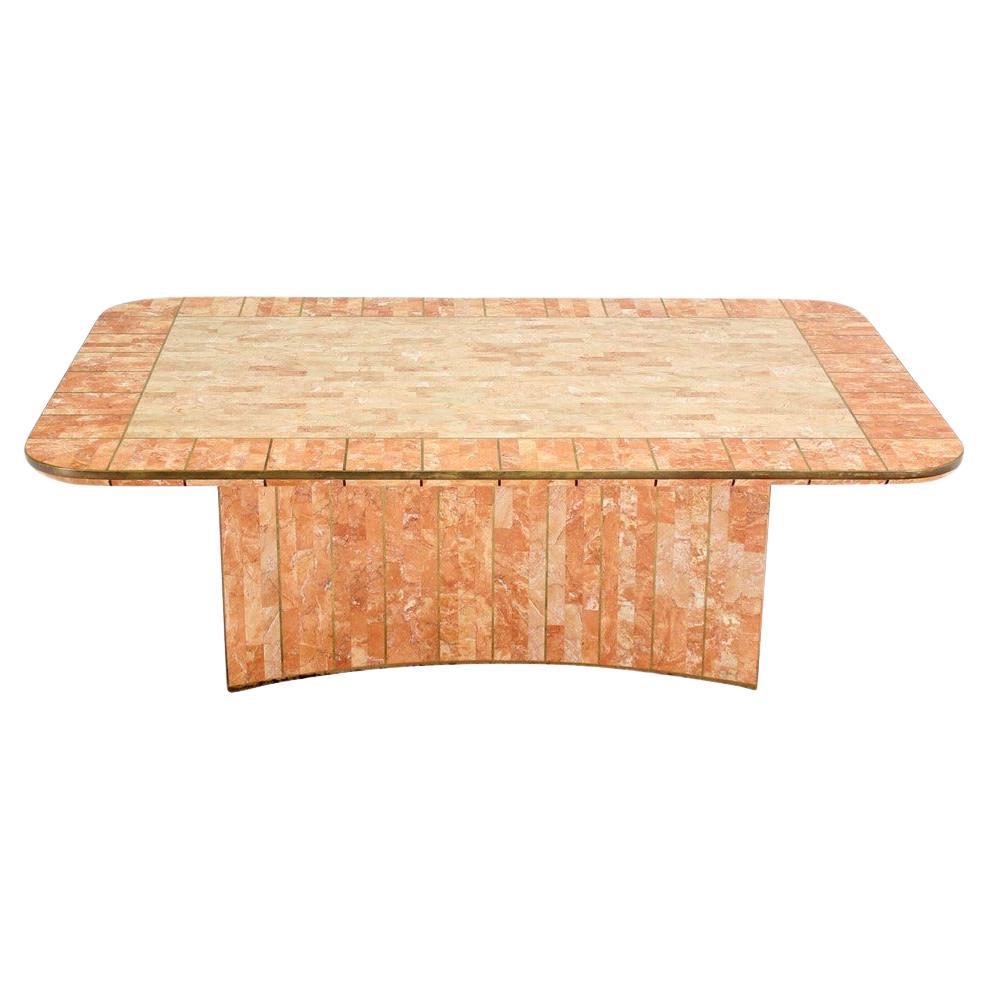 EstablishedLines Maitland Smith Tessellated Stone Brass Mid Century Modern Rectangle Coffee Table