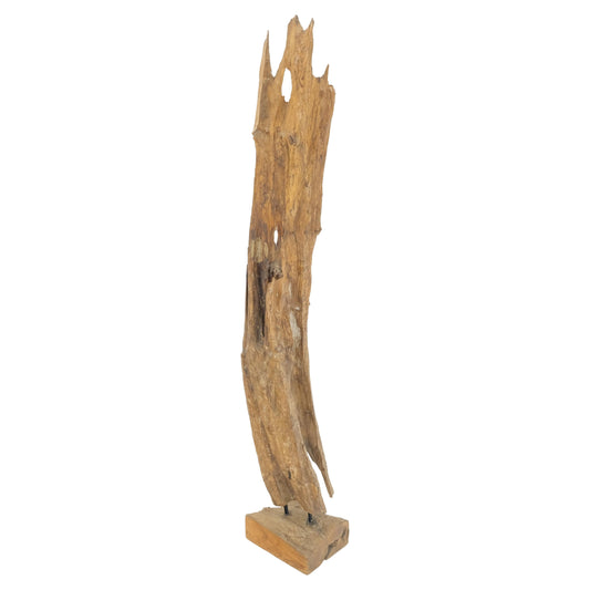 EstablishedLines Large Standing 6.5' Tall Abstract Driftwood Sculpture on Wooden Block Base MINT!