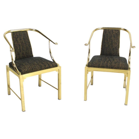 EstablishedLines Pair of Decorative Forged Solid Brass Barrel Back Chairs by Mastercraft MINT!