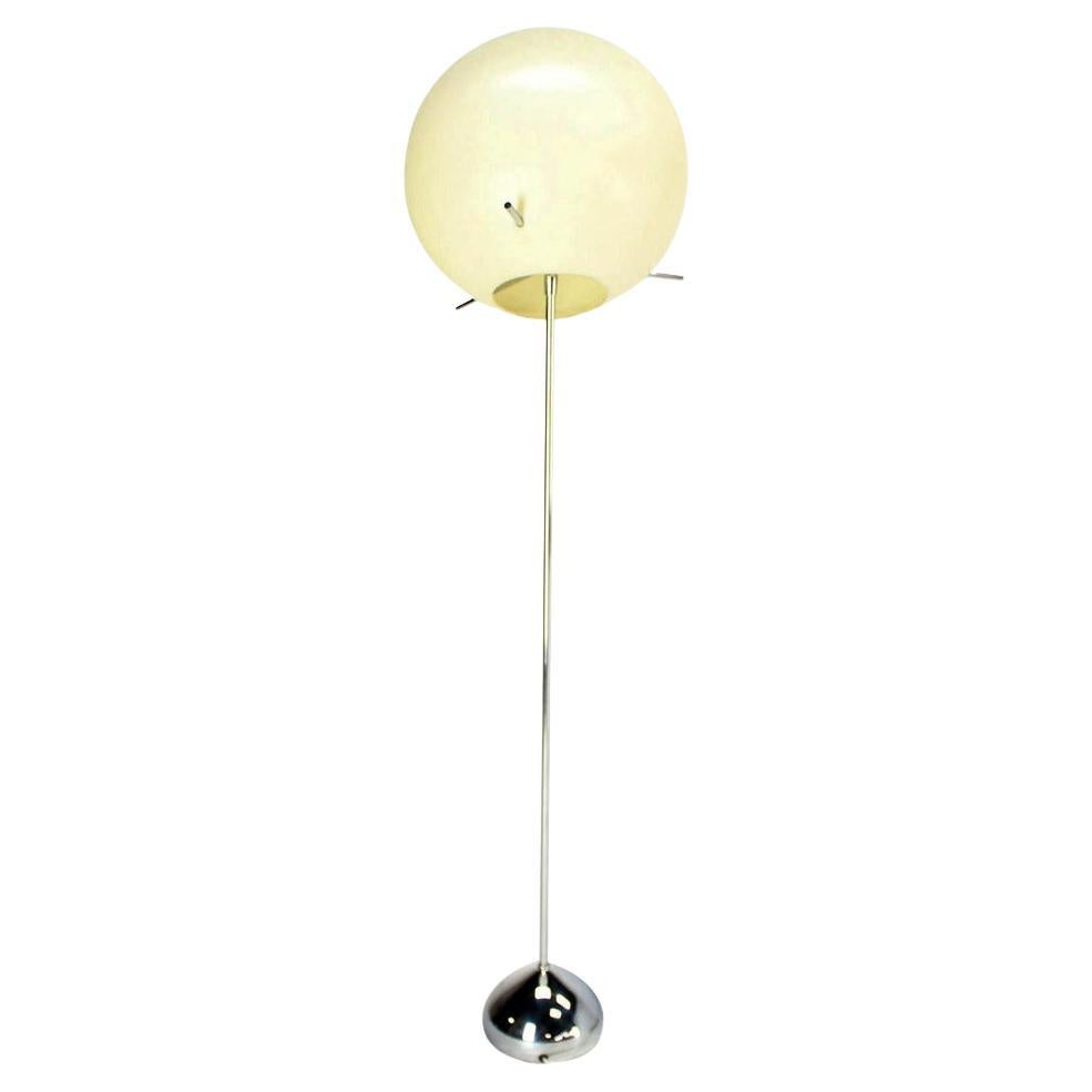 EstablishedLines Large Diameter Ball Globe Shade 360 Degree Adjustable Floor Lamp Chrome Base