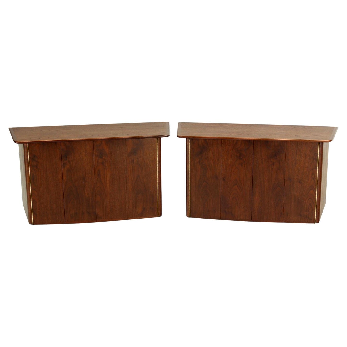 EstablishedLines Pair HANGING Walnut Mid-Century Danish Modern Floating Dressers Console Cabinets