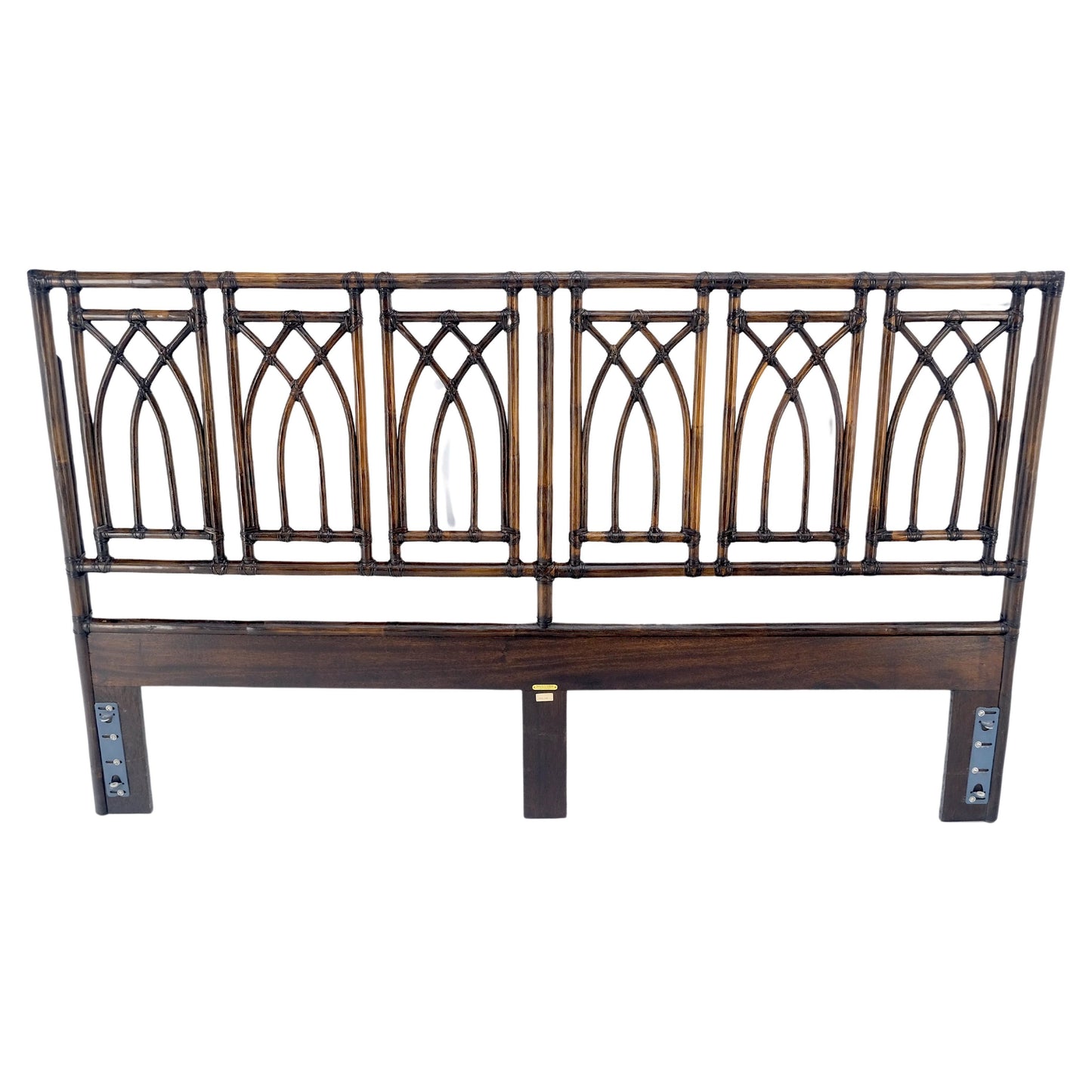 EstablishedLines McGuire Dark Bamboo & Ebonized Mahogany Leather King Size Headboard Bed MINT!