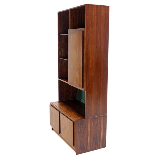 EstablishedLines Danish Mid Century Modern Rosewood Wall Unit Shelves 3 Door Compartments MINT