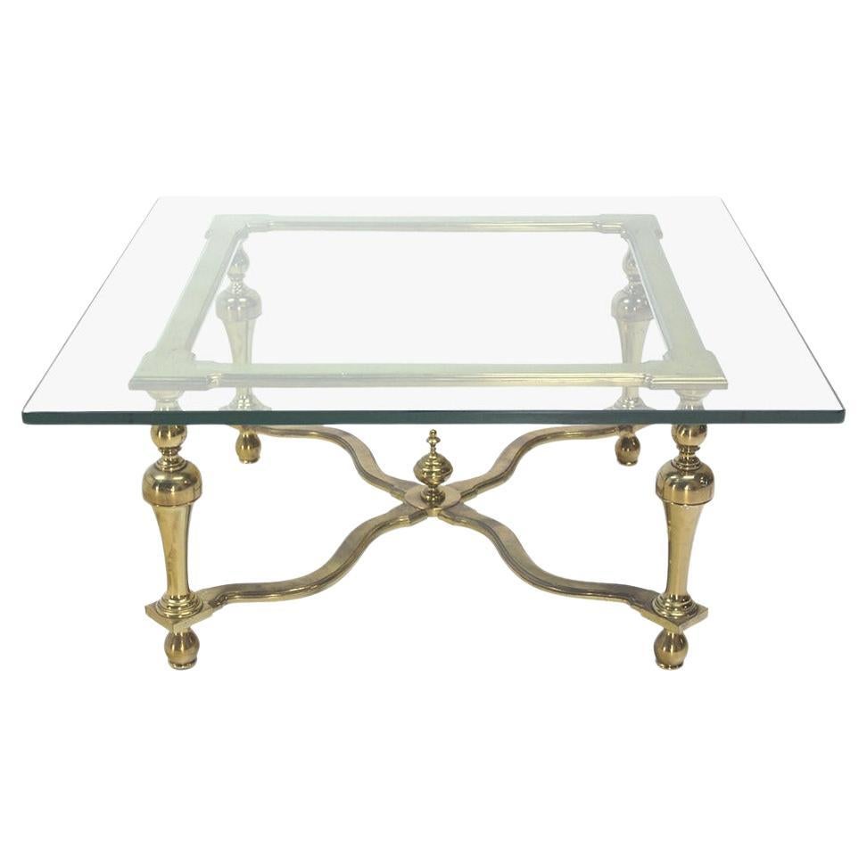 Hollywood Regency Mid Century Modern Jansen Style Square Glass Top Coffee Table