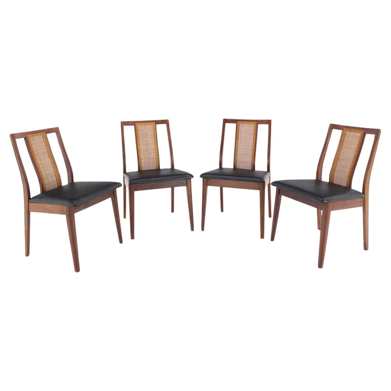EstablishedLines Set 4 Danish Mid-Century Modern Oiled Walnut Cane Back Side Dining Chairs MINT!