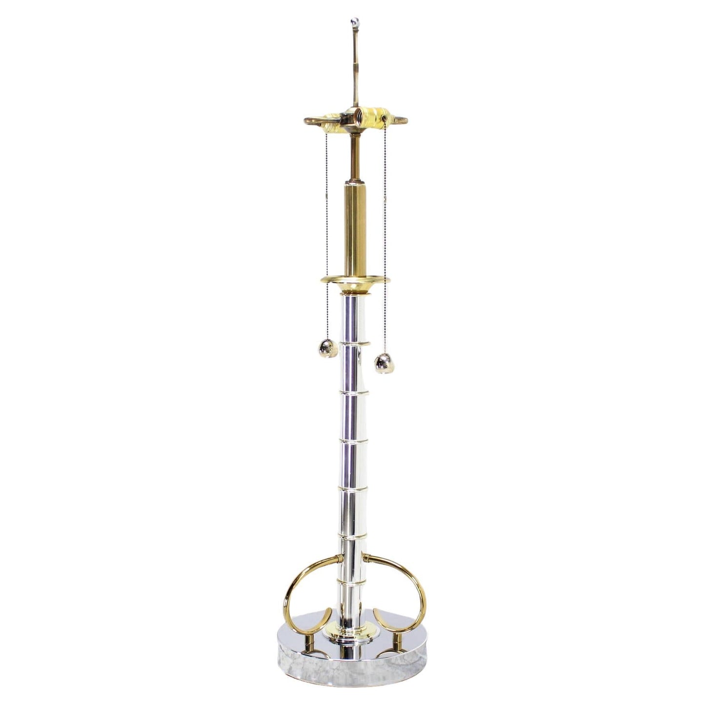 EstablishedLines Faux Bamboo 43" Tall Oversized Chrome and Brass Table Lamp MINT!