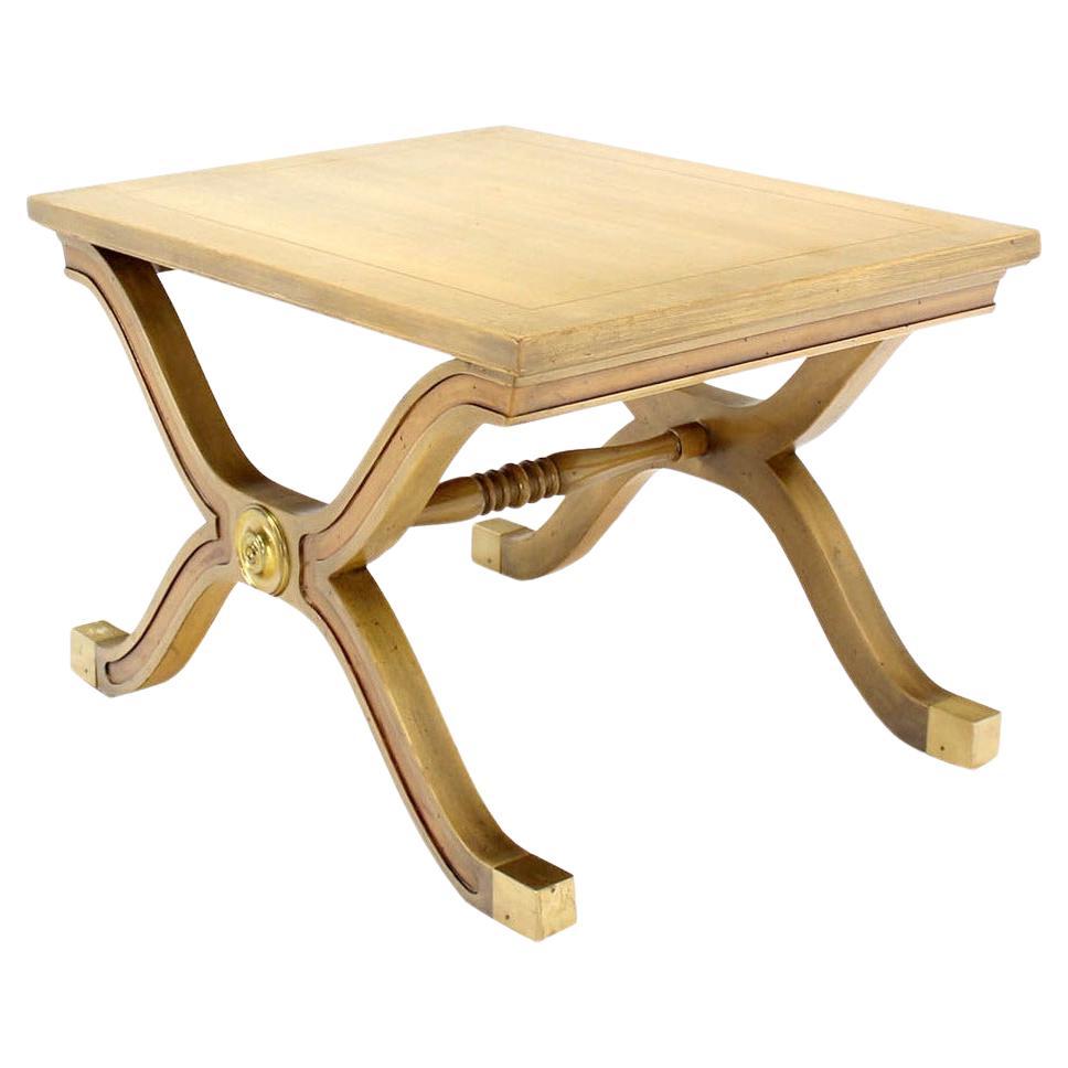EstablishedLines Heritage Henredon Hollywood Regency Mid Century X-Base Side Table Bench Brass