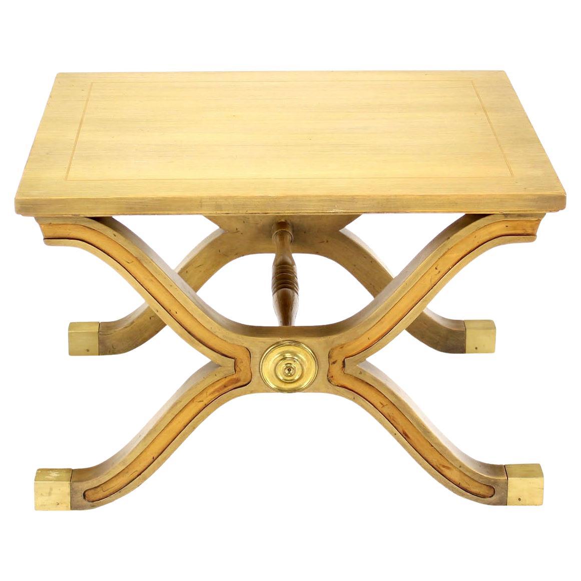 EstablishedLines Heritage Henredon Hollywood Regency Mid Century X-Base Side Table Bench Brass