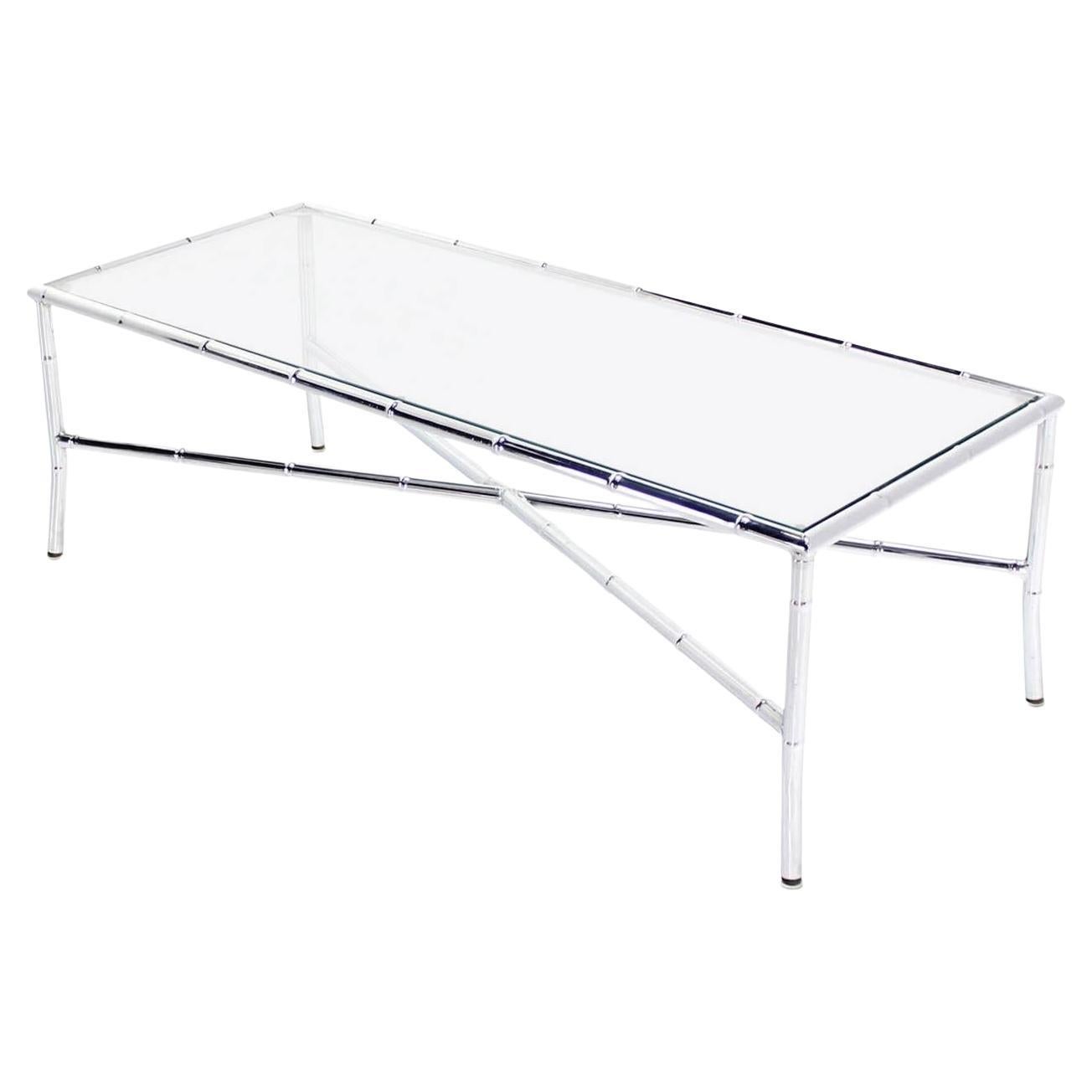 EstablishedLines Mid Century Italian Modern Faux Bamboo X-Base Long Rectangle Coffee Table MINT!