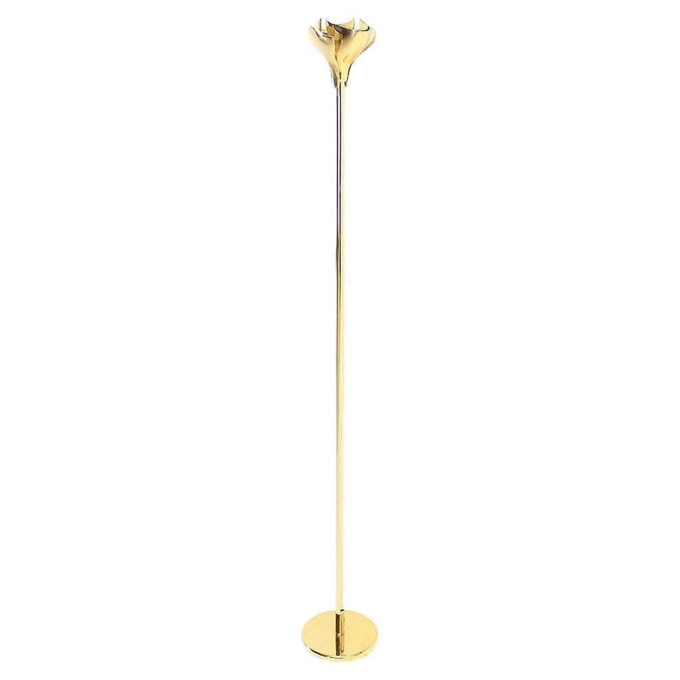 EstablishedLines Gianfranco Frattini Heavy Brass Floor Lamp Tourchere Dimmer Scallop Lotus Shade