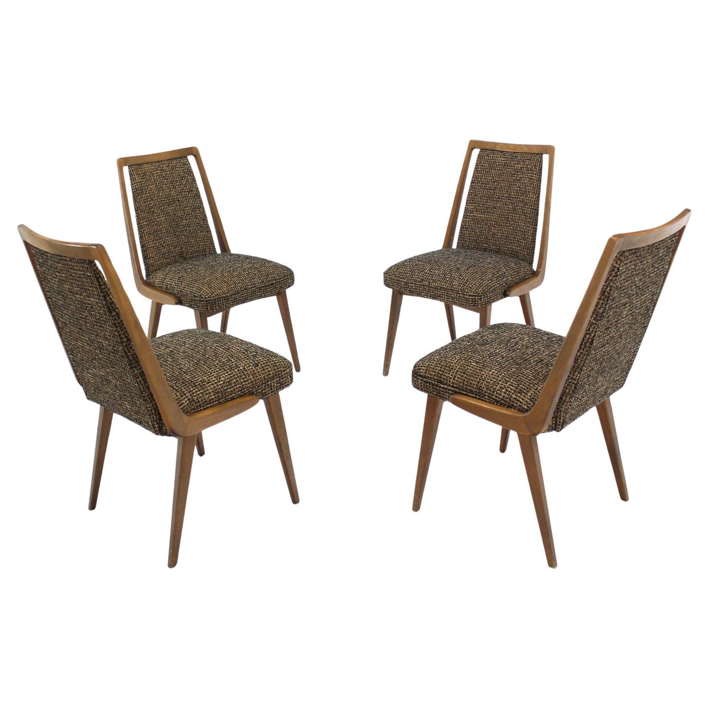 EstablishedLines Set of Four Mid-Century Modern Blond Wood Side Dining Chairs New Upholstery MINT