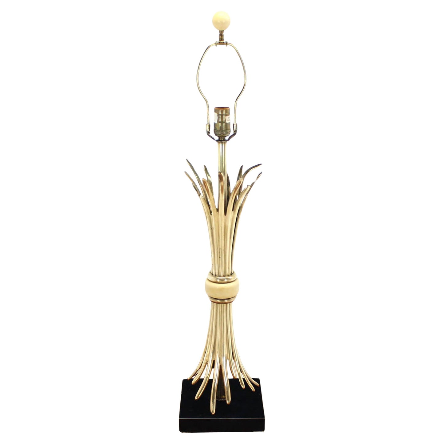 EstablishedLines Mid Century Modern Gold or Brass Wheat Sheaf Base Table Lamp by Chapman Mint