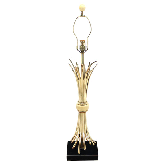 EstablishedLines Mid Century Modern Gold or Brass Wheat Sheaf Base Table Lamp by Chapman Mint