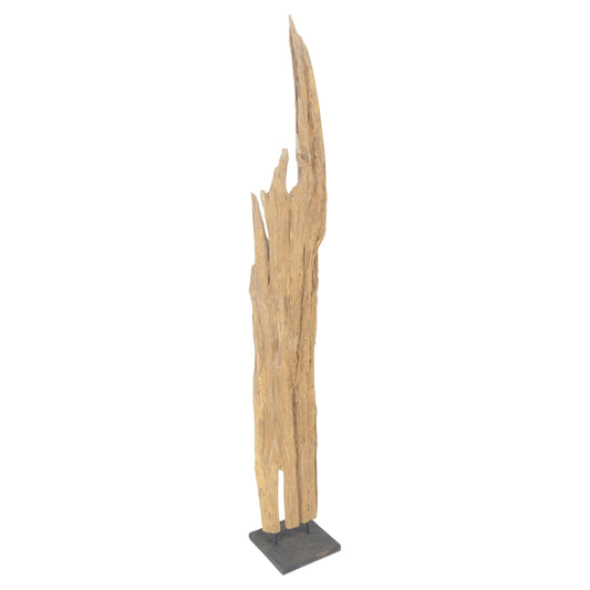 EstablishedLines Mid Century Modern Light Wood 73" Tall  Narrow Driftwood Sculpture on Steel Base