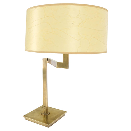 EstablishedLines MId Century Modern Solid Bronze or Brass Adjustable Arm Table Lamp w/ Shade MINT