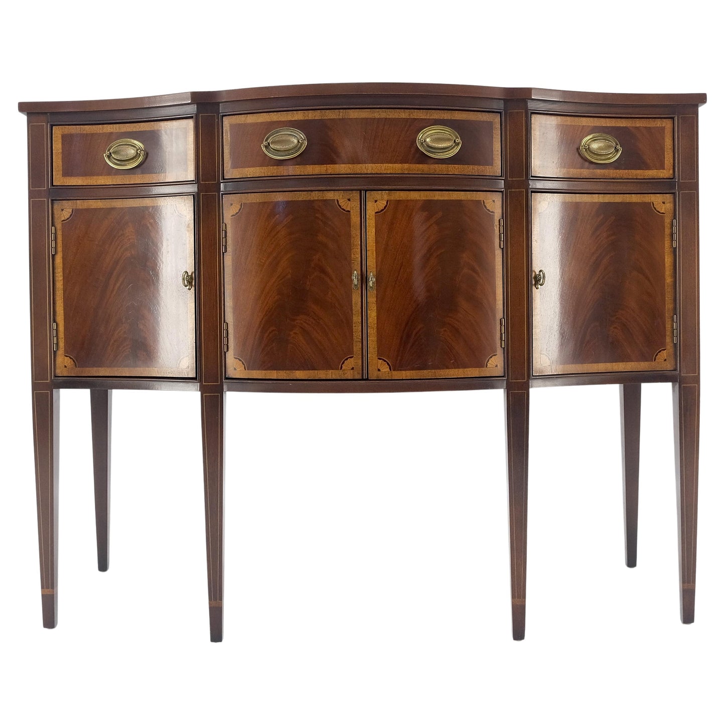 Banded Mahogany Federal Style Compact 50" Wide Sideboard Credenza Buffet MINT!