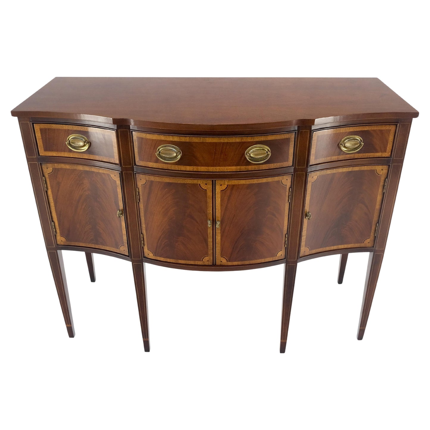 Banded Mahogany Federal Style Compact 50" Wide Sideboard Credenza Buffet MINT!