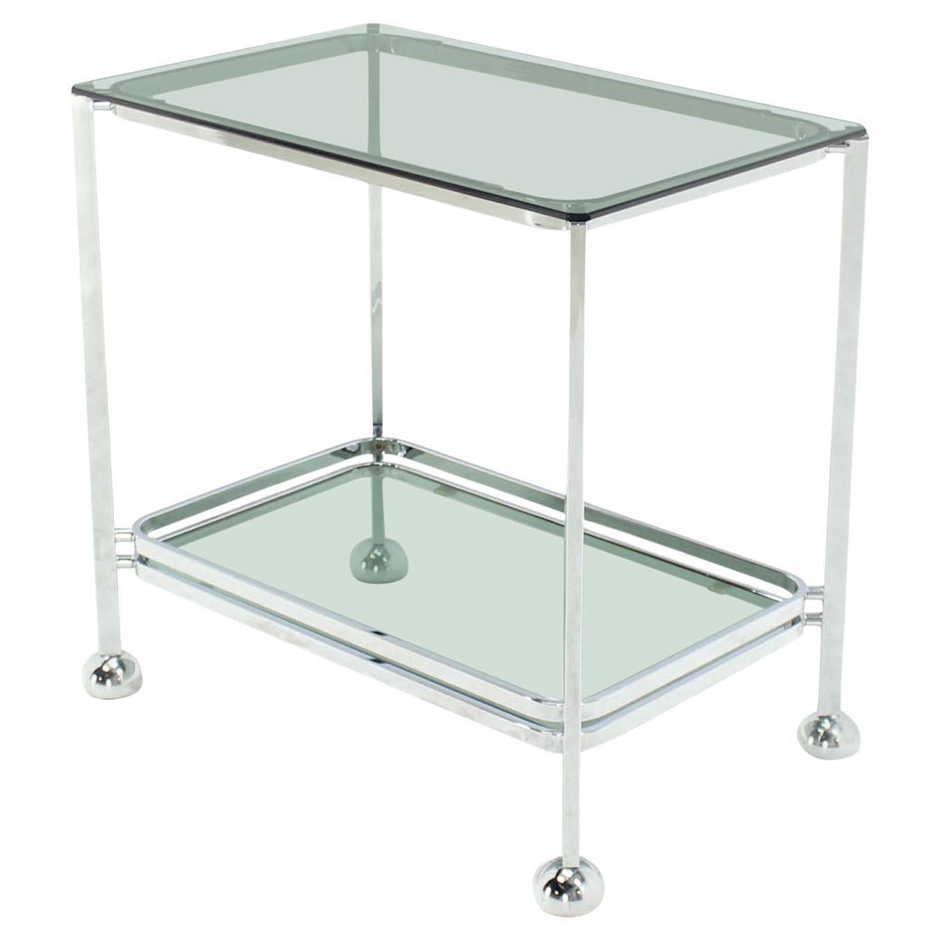EstablishedLines Chrome Tinted Smoked Glass Rolling Tea Cart with Concealed Wheels