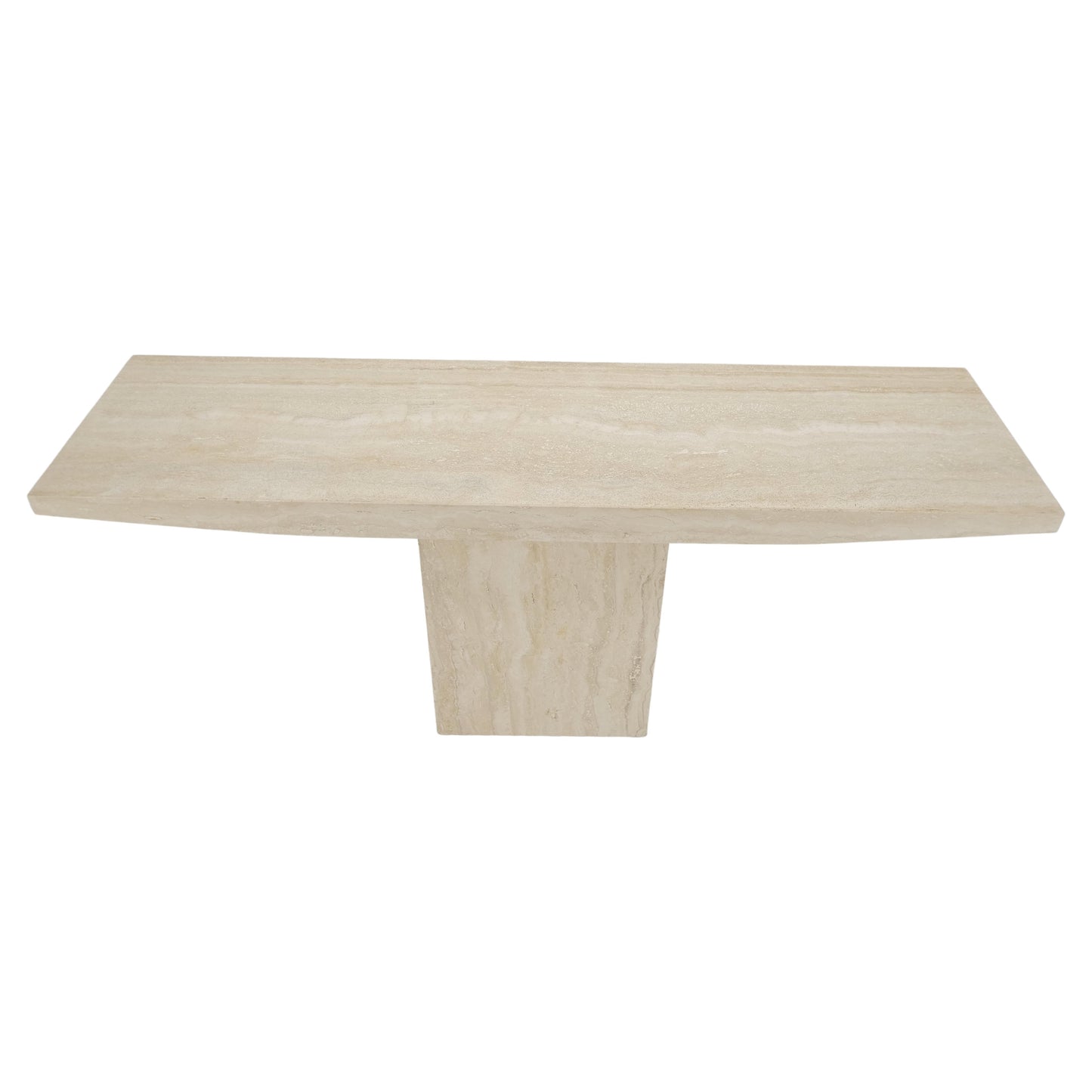 EstablishedLines Made in Italy Single Pedestal Base Travertine 6 Foot Console Sofa Table MINT!