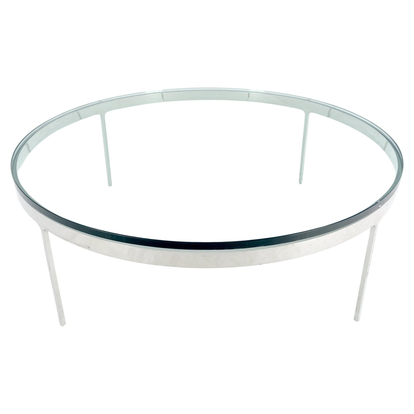 EstablishedLines Bauhaus 3/4" Thick Glass Top Round Stainless Steel Base Coffee Center Table MINT