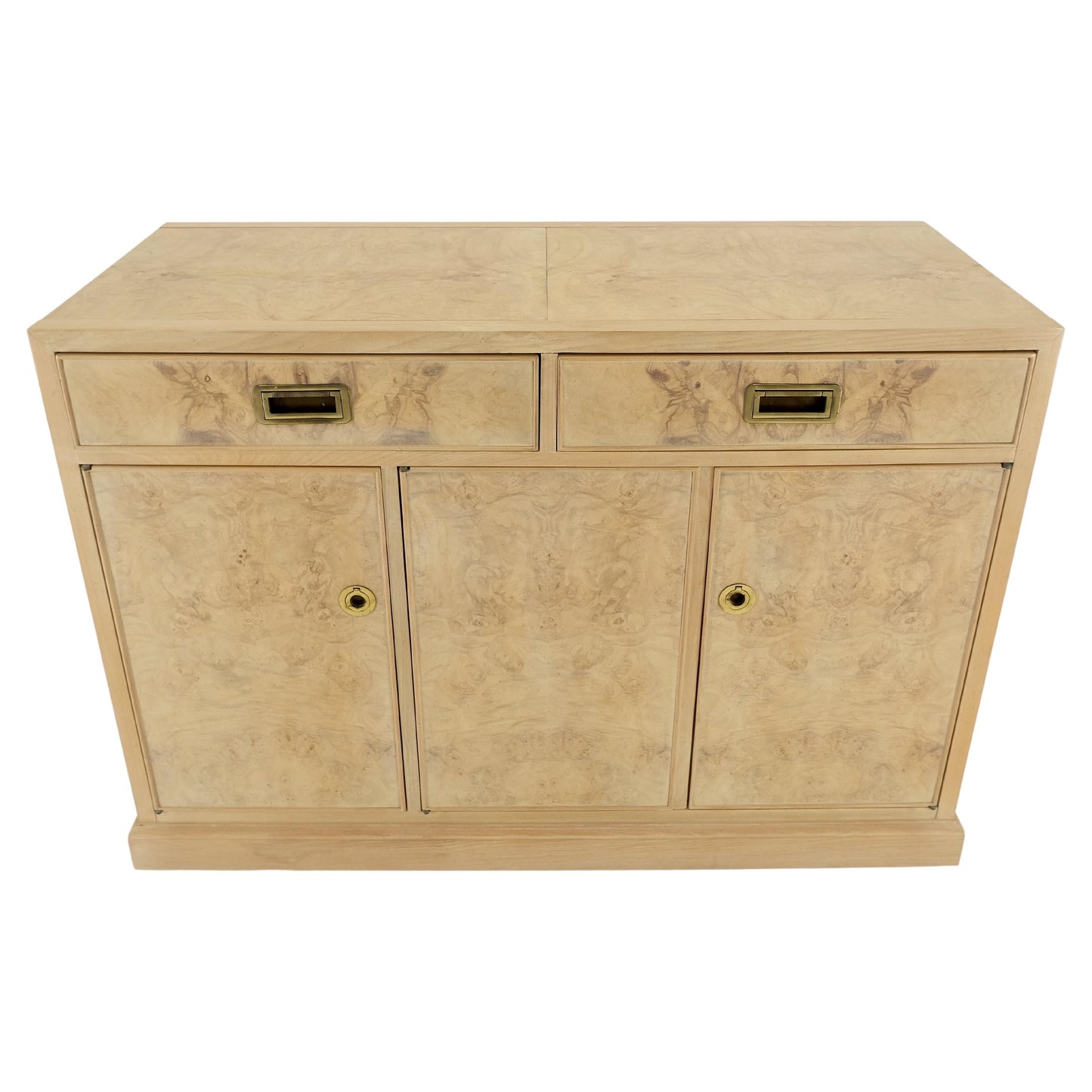 EstablishedLines White Wash Pickled Burl Wood Expandable Liquor Cabinet on Wheels Campaign Pulls
