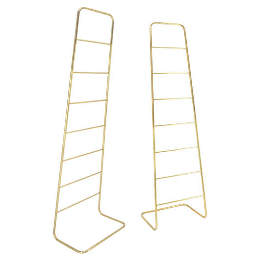 EstablishedLines Pair of 89" Tall Brass Custom Decorative Textile Fabric Towel Racks Displays