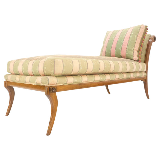 EstablishedLines Klismos Light Carved Walnut Frame Chaise Lounge Chair Stunning MIINT Frame!