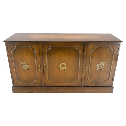 EstablishedLines Finished BACK Bronze Mounts Three Door 4 Drawers Sideboard Credenza Cabinet MINT