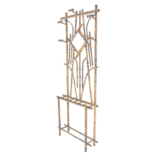EstablishedLines Burnt Bamboo Decorative Wall Coat Rack Mirror Umbrella Stand MINT!