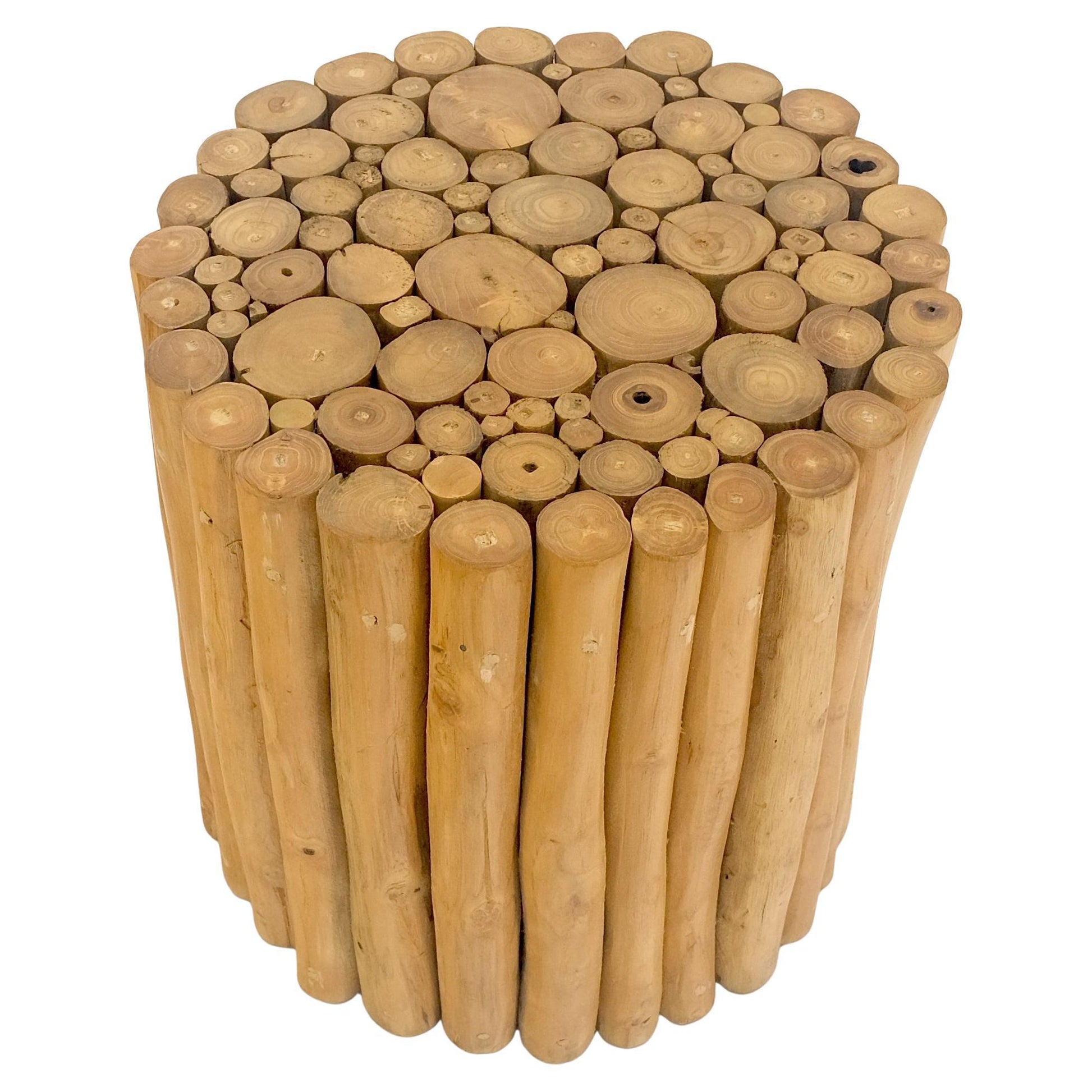 EstablishedLines Sheath of Twigs Stripped & Varnished Hardwood Round End Side End Table Stand