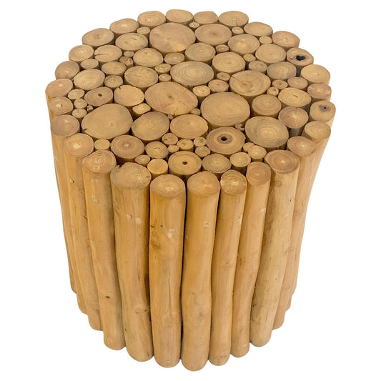 EstablishedLines Sheath of Twigs Stripped & Varnished Hardwood Round End Side End Table Stand