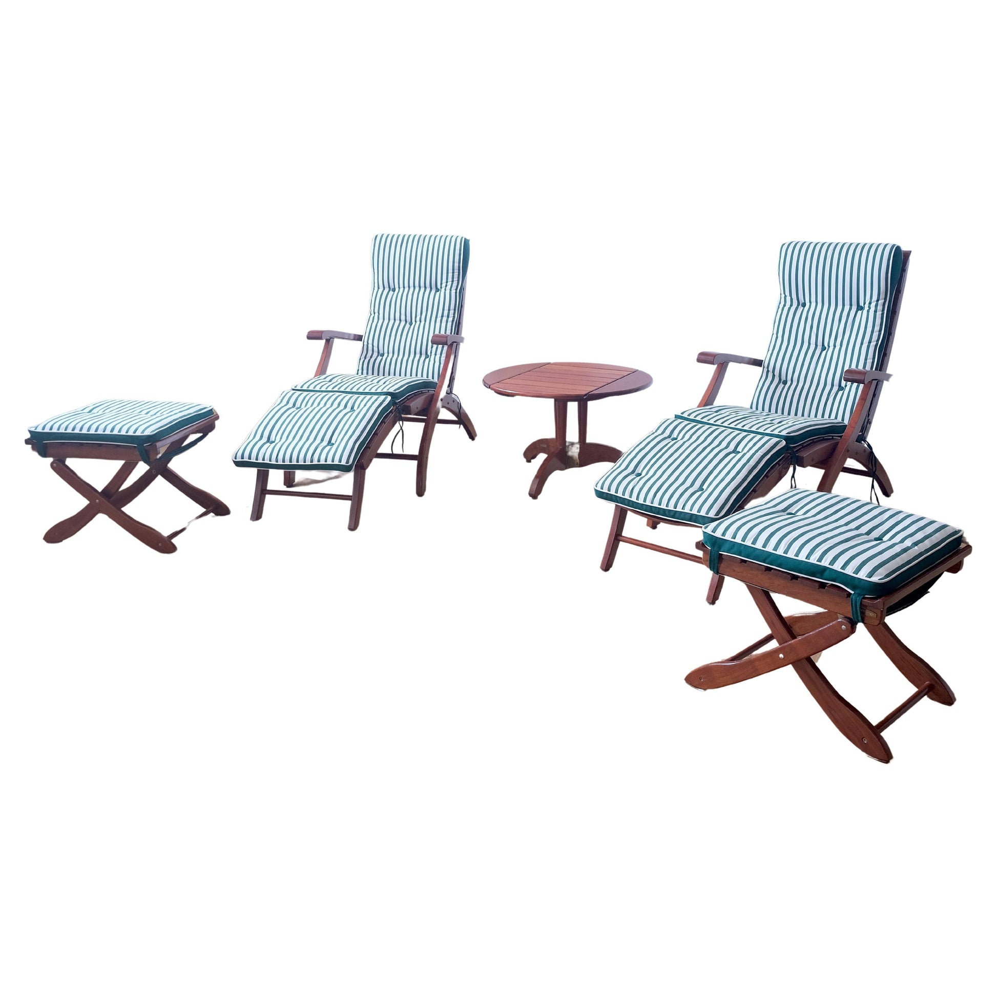 EstablishedLines Tricomfort Made in France SOLID Rosewood Lounge Chairs Ottomans Coffee Table