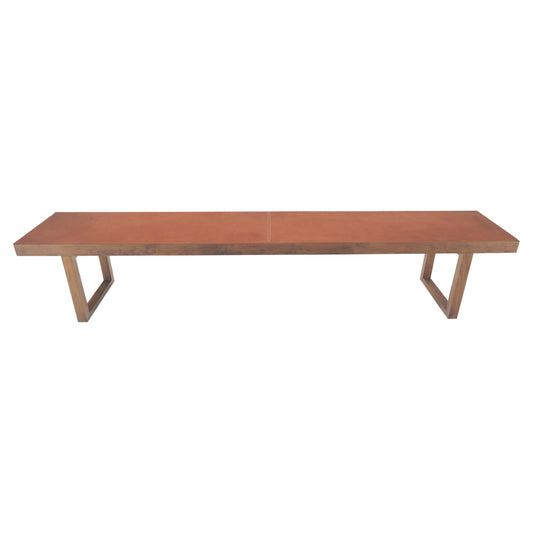 EstablishedLines Slim Profile Solid Walnut Frame Integrated leather Cushion 7.5' Long Bench