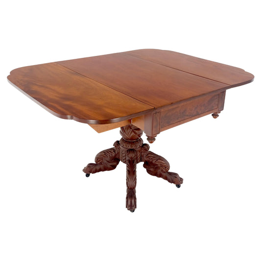 EstablishedLines Solid Mahogany Heavily Fine Carved Base Folding Drop Leaf Pembroke Table MINT!