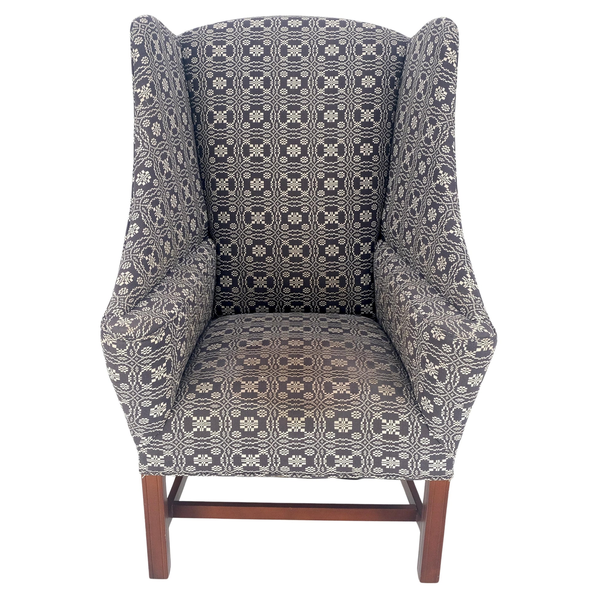 EstablishedLines Unusual Deep Wings Federal Style Mahogany Base Wing Club Armchair