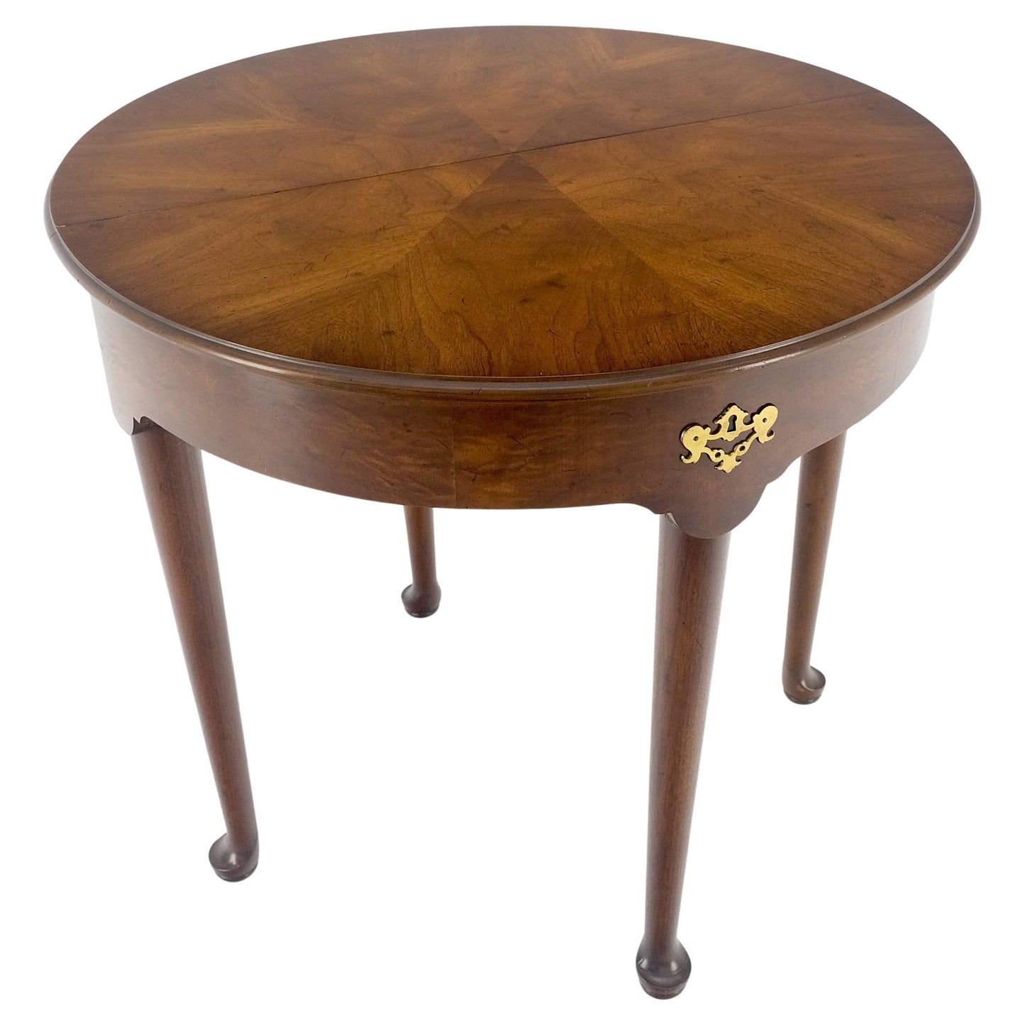 EstablishedLines Henredon Demilune Flip Top Burl Walnut Top Console Sofa Occasional Table MINT