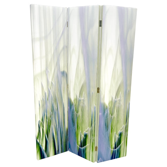 EstablishedLines Vintage c1970s Mid Century Painted Canvas 3 Panels Room Divider Screen MINT