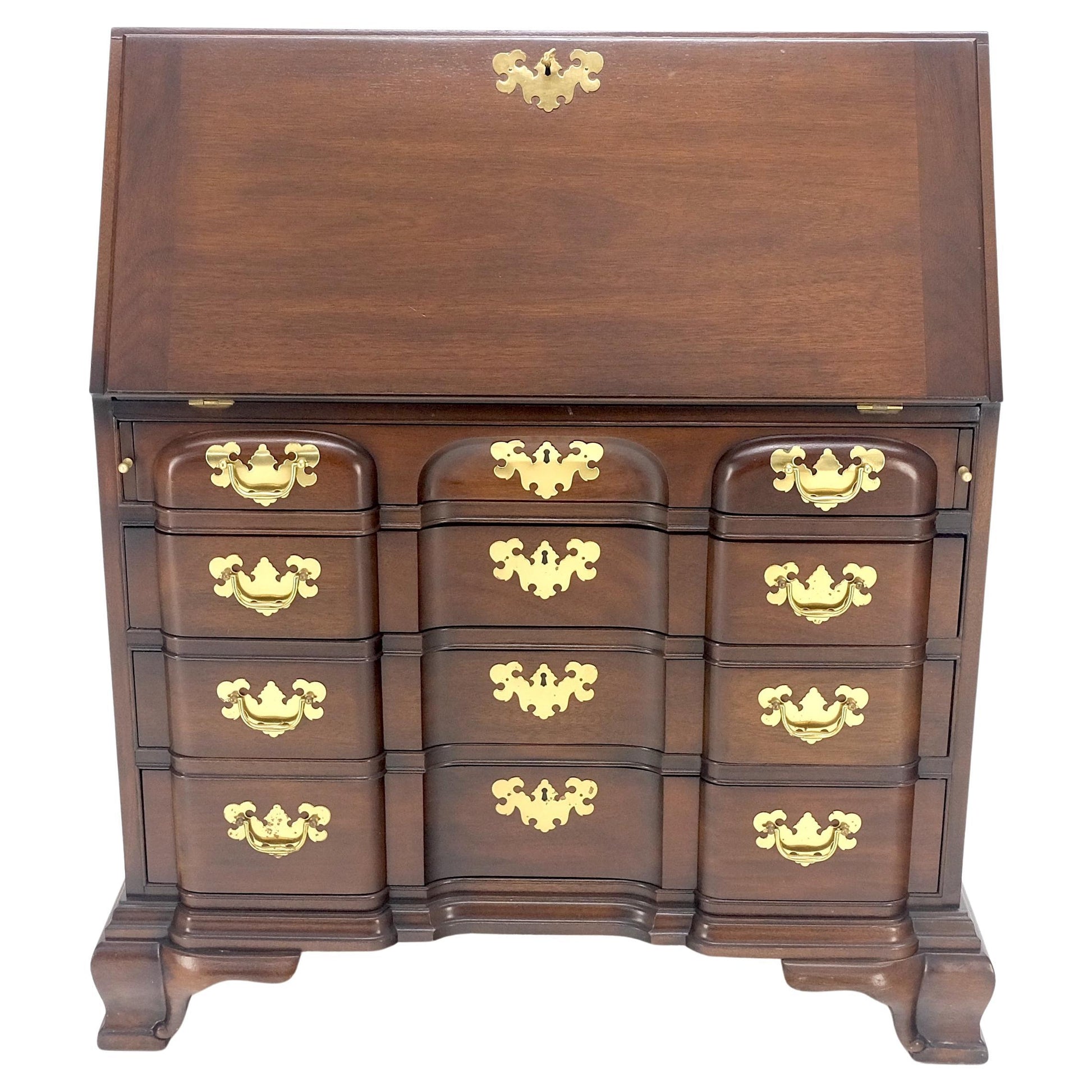 EstablishedLines Mahogany Block Front Drop Desk Secretary Bracket Foot 4 Drawers Dresser MINT!