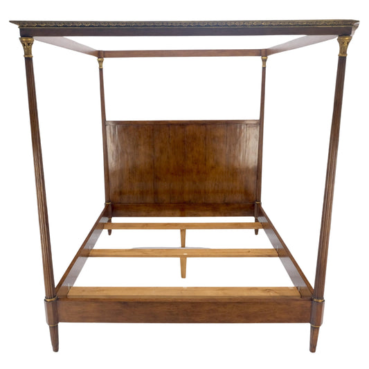 EstablishedLines King Size Walnut Federal Style Gold Leaf Canopy Bed Headboard Footboard MINT!